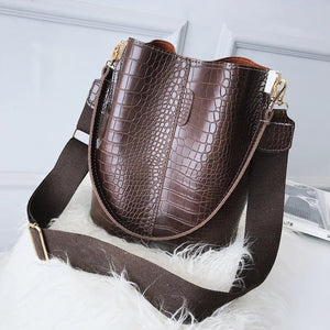 Vintage Crocodile Pattern Crossbody Bag