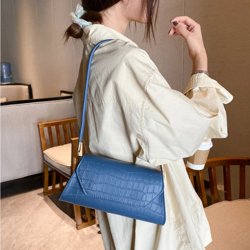 Vintage Crocodile Pattern Ladies Handbag PU Leather Women Shoulder Bag