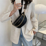 Crocodile Pattern PU Fanny Pack Women Chain Waist Bag Female