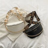 Crocodile Pattern PU Fanny Pack Women Chain Waist Bag Female