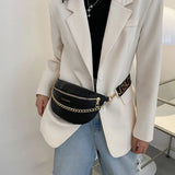 Crocodile Pattern PU Fanny Pack Women Chain Waist Bag Female