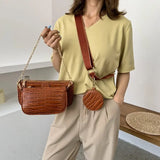 Vintage Crocodile Shoulder Bags Chains Handbags Crossbody Messe