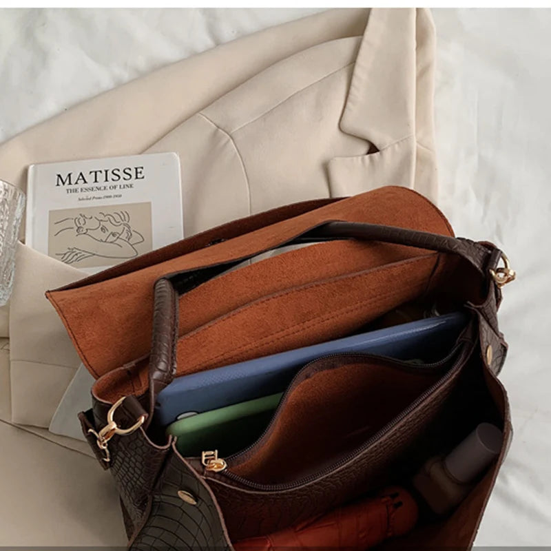 Vintage Crocodile Shoulder Bags Soft Leather Crossbody Purse