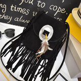 Vintage Fringe Crossbody Bag for Women Feather Purse