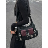 Vintage Crossbody Bag High PU Leather Shoulder Bag Tote Women's Hip Hop