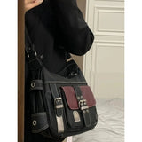 Vintage Crossbody Bag High PU Leather Shoulder Bag Tote Women's Hip Hop