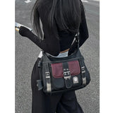 Vintage Crossbody Bag High PU Leather Shoulder Bag Tote Women's Hip Hop
