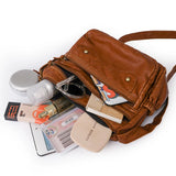 Vintage Crossbody Bag Women's Soft Leather Shoulder Bags Multi-Layer