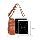 Vintage Crossbody Bag Women's Soft Leather Shoulder Bags Multi-Layer
