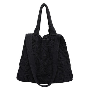 Vintage Knitted Crossbody Bag Large Capacity Solid Handbag