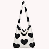 Vintage Crossbody Bag Love Print Leopard Plush Tote Messenger Bag