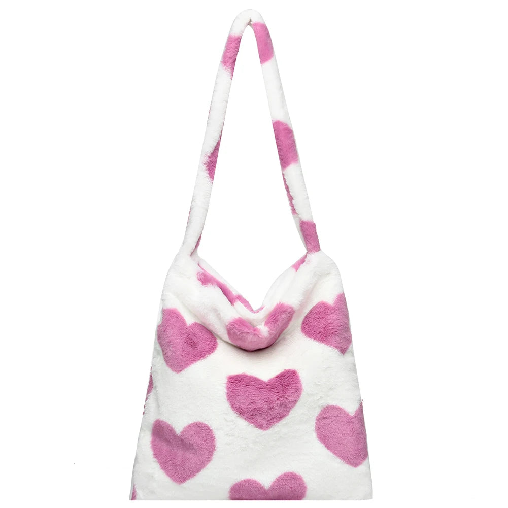 Vintage Plush Crossbody Bag Love Leopard Large Capacity