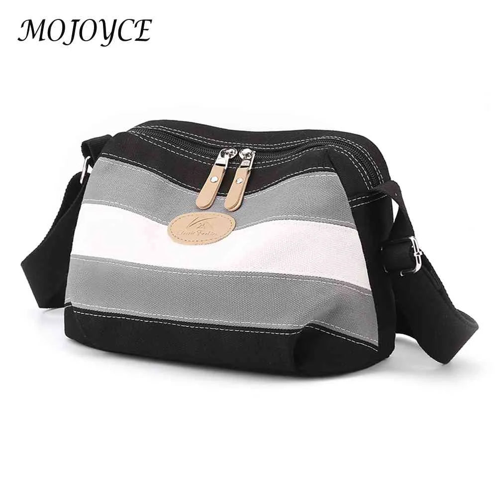 Vintage Crossbody Bags Striped Canvas Shoulder Bag Small Square Zipper