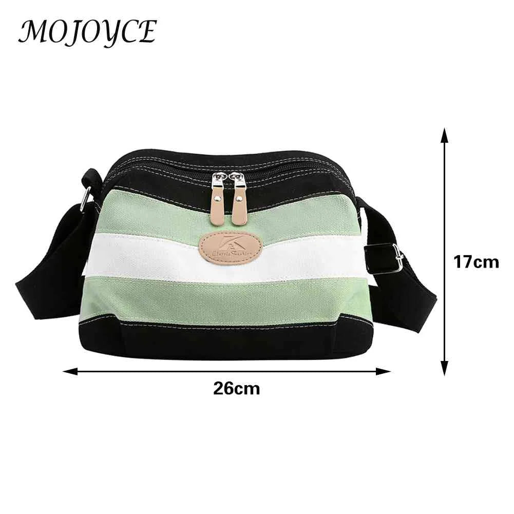 Vintage Crossbody Bags Striped Canvas Shoulder Bag Small Square Zipper