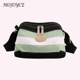 Vintage Crossbody Bags Striped Canvas Shoulder Bag Small Square Zipper