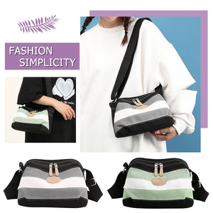 Vintage Crossbody Bags Striped Retro Shoulder Bag Small Square Zipper for Travel