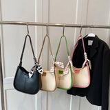 Vintage Crossbody Bags With Scarves PU Leather Shoulder Bag Women's Handbags