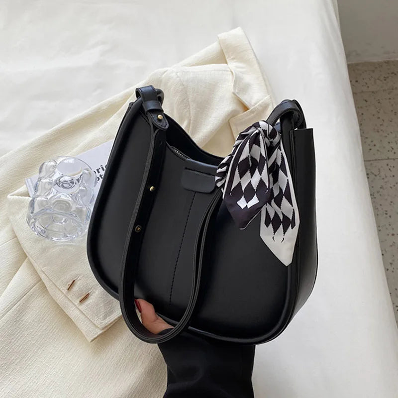 Vintage Crossbody Bags With Scarves PU Leather Shoulder Bag Women's Handbags