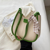 Vintage Crossbody Bags With Scarves PU Leather Shoulder Bag Women's Handbags