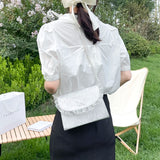 Vintage Lace Pearl Crossbody Bag Women Small Square Shoulder Purse Handbag