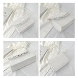 Vintage Lace Pearl Crossbody Bag Women Small Square Shoulder Purse Handbag