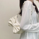 Vintage Bow Shoulder Bags for Women Solid Girls Pu Leather Crossbody Clutch Fema