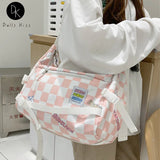 Vintage Crossbody Bag Harajuku Handbag Contrasting Plaid Shoulder Bag