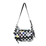 Vintage Crossbody Bag Harajuku Handbag Contrasting Plaid Shoulder Bag