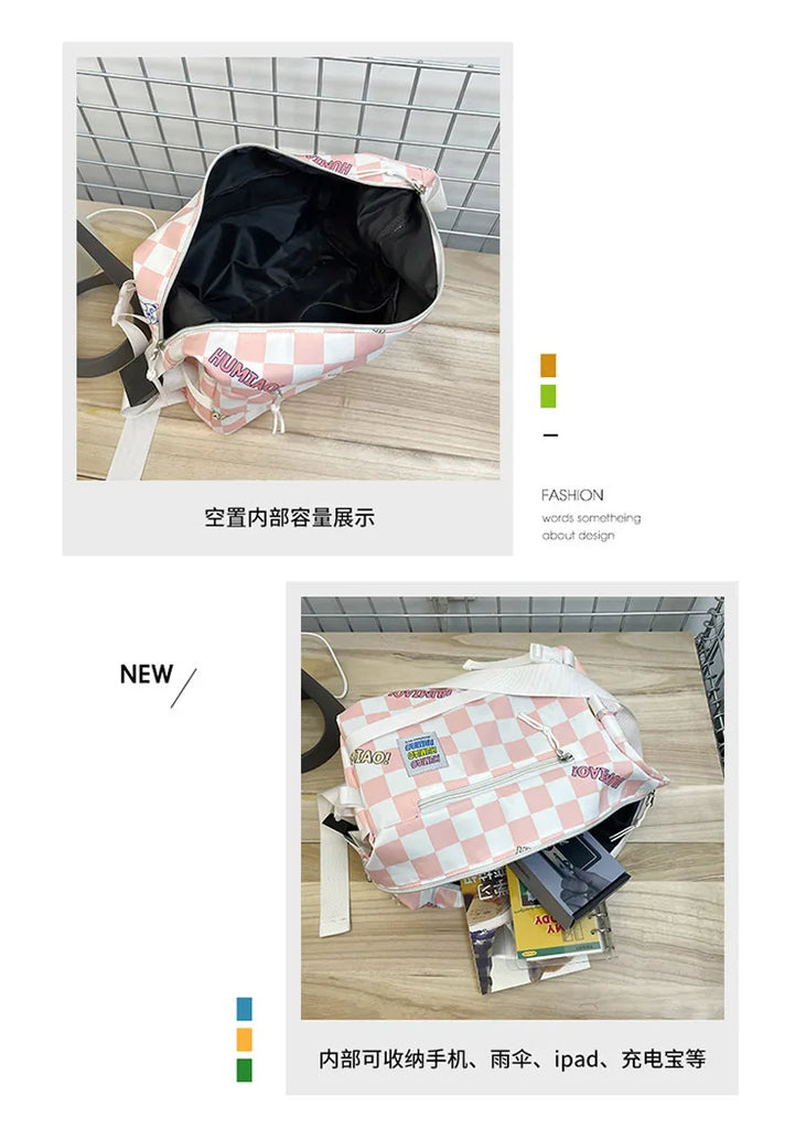 Vintage Crossbody Bag Harajuku Handbag Contrasting Plaid Shoulder Bag