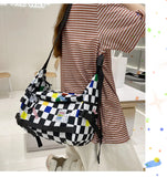 Vintage Crossbody Bag Harajuku Handbag Contrasting Plaid Shoulder Bag