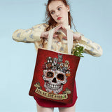 Vintage of the Dead Women Shopping Shoulder Bag Reusable Cartoon Skull Flower