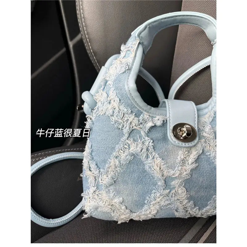 Vintage Denim Bag Bohemian Tassel Women Bag Crossbody Bag Retro Handbag