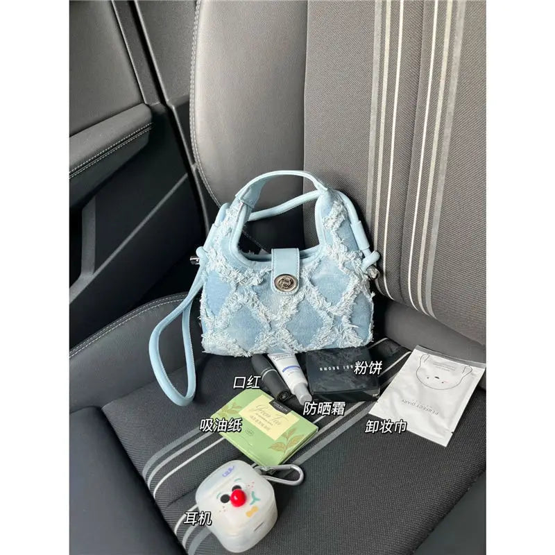 Vintage Denim Bag Bohemian Tassel Women Bag Crossbody Bag Retro Handbag