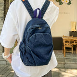 Vintage Denim Jean Women Backpacks Preppy Style Shoulder Bags