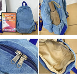 Vintage Denim Jean Women Backpacks Preppy Style Shoulder Bags