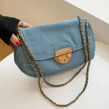 Vintage Denim Shoulder Bag Crossbody Chain Handbag Flap Messenger Solid Sac