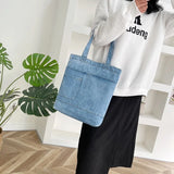 Vintage Denim Shoulder Bag Large Capacity Canvas Tote Underarm Bag