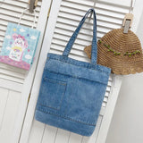 Vintage Denim Shoulder Bag Large Capacity Canvas Tote Underarm Bag