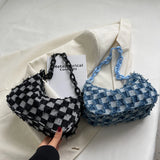 Vintage Denim Women Shoulder Bags with Acrylic Chain