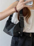 Vintage Leather Zipper Shoulder Bag for Women