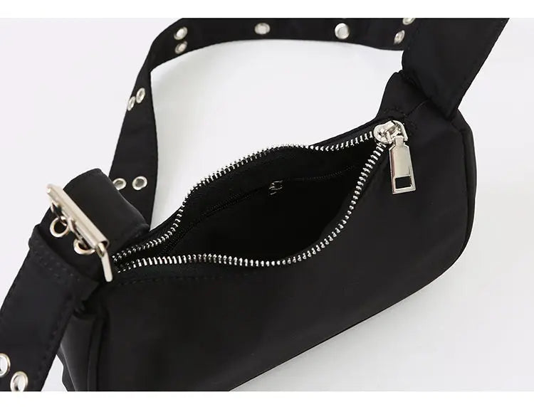 Vintage Women Buckle Nylon Shoulder Messenger Bags Female Handbags