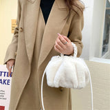Vintage Plush Shoulder Crossbody Bag Winter Furry Shopper Totes Handbag