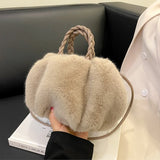 Vintage Plush Shoulder Crossbody Bag Winter Furry Shopper Totes Handbag