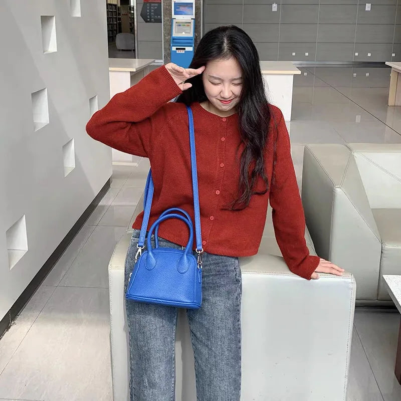 Vintage Women Small Tote Shell Bag PU Leather Shoulder Crossbody Bags