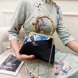 Vintage Bag Cheongsam Bags Chain Women Shoulder Crossbody Bag Lock Shell Bags
