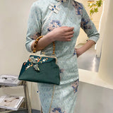Vintage Bag Cheongsam Bags Chain Women Shoulder Crossbody Bag Lock Shell Bags