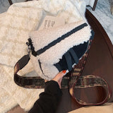 Vintage Cashmere Saddle Handbag Women Shoulder Crossbody Bag