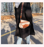 Vintage Cashmere Saddle Handbag Women Shoulder Crossbody Bag