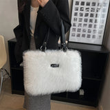 Vintage Faux Fur Totes Women Shoulder Bags