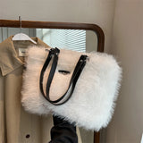 Vintage Faux Fur Totes Women Shoulder Bags